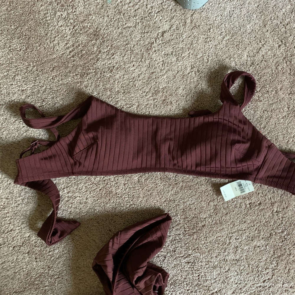 Aerie Brown Ribbed Bikini Swimwear